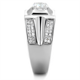 TS385 - 925 Sterling Silver Ring Rhodium Men AAA Grade CZ Clear
