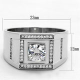 TS386 - 925 Sterling Silver Ring Rhodium Men AAA Grade CZ Clear