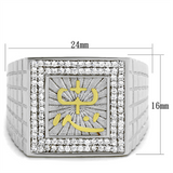 TS389 - 925 Sterling Silver Ring Gold+Rhodium Men AAA Grade CZ Clear