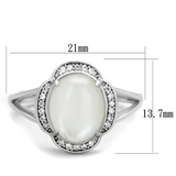 TS393 - 925 Sterling Silver Ring Rhodium Women Semi-Precious Clear