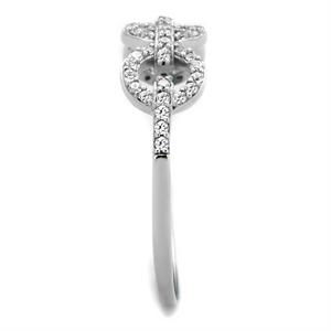 TS400 - 925 Sterling Silver Ring Rhodium Women AAA Grade CZ Clear