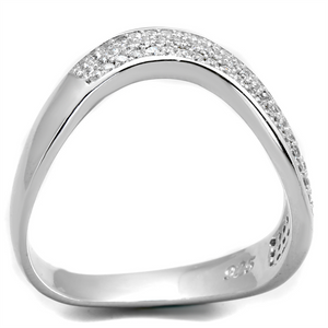 TS402 - 925 Sterling Silver Ring Rhodium Women AAA Grade CZ Clear