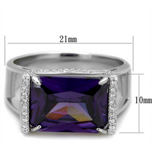 TS417 - 925 Sterling Silver Ring Rhodium Women AAA Grade CZ Amethyst