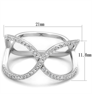 TS427 - 925 Sterling Silver Ring Rhodium Women AAA Grade CZ Clear