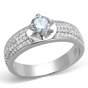 TS428 - 925 Sterling Silver Ring Rhodium Women AAA Grade CZ Clear