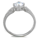 TS430 - 925 Sterling Silver Ring Rhodium Women AAA Grade CZ Clear