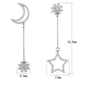 TS437 - 925 Sterling Silver Earrings Rhodium Women AAA Grade CZ Clear