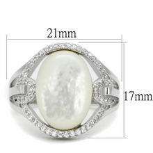TS456 - 925 Sterling Silver Ring Rhodium Women Precious Stone White