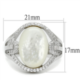 TS456 - 925 Sterling Silver Ring Rhodium Women Precious Stone White