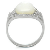 TS456 - 925 Sterling Silver Ring Rhodium Women Precious Stone White