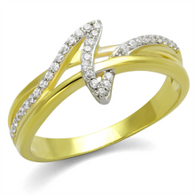 TS461 - 925 Sterling Silver Ring Gold+Rhodium Women AAA Grade CZ Clear