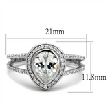 TS465 - 925 Sterling Silver Ring Rhodium Women AAA Grade CZ Clear