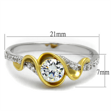 TS475 - 925 Sterling Silver Ring Reverse Two-Tone Women AAA Grade CZ Clear