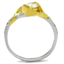 TS475 - 925 Sterling Silver Ring Reverse Two-Tone Women AAA Grade CZ Clear