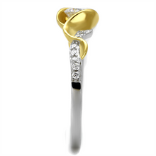 TS475 - 925 Sterling Silver Ring Reverse Two-Tone Women AAA Grade CZ Clear