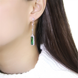 TS478 - Rhodium 925 Sterling Silver Earrings with AAA Grade CZ  in Emerald