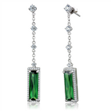 TS478 - 925 Sterling Silver Earrings Rhodium Women AAA Grade CZ Emerald