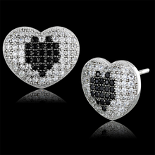 TS483 - 925 Sterling Silver Earrings Rhodium + Ruthenium Women AAA Grade CZ Black Diamond