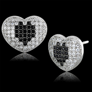 TS483 - 925 Sterling Silver Earrings Rhodium + Ruthenium Women AAA Grade CZ Black Diamond