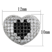TS483 - 925 Sterling Silver Earrings Rhodium + Ruthenium Women AAA Grade CZ Black Diamond