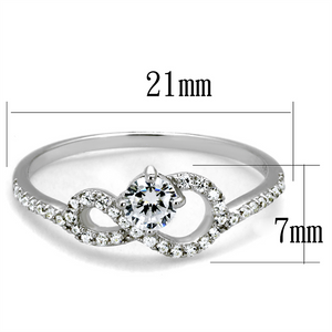 TS485 - 925 Sterling Silver Ring Rhodium Women AAA Grade CZ Clear