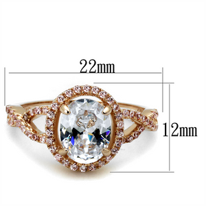 TS489 - 925 Sterling Silver Ring Rose Gold Women AAA Grade CZ Clear