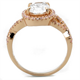 TS489 - 925 Sterling Silver Ring Rose Gold Women AAA Grade CZ Clear