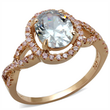 TS489 - 925 Sterling Silver Ring Rose Gold Women AAA Grade CZ Clear