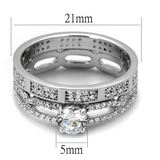 TS499 - 925 Sterling Silver Ring Rhodium Women AAA Grade CZ Clear