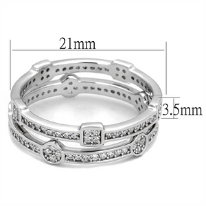 TS503 - 925 Sterling Silver Ring Rhodium Women AAA Grade CZ Clear