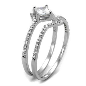 TS504 - 925 Sterling Silver Ring Rhodium Women AAA Grade CZ Clear