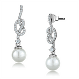 TS506 - 925 Sterling Silver Earrings Rhodium Women Synthetic White