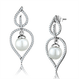 TS510 - 925 Sterling Silver Earrings Rhodium Women Semi-Precious White