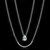 TS514 - 925 Sterling Silver Necklace Rhodium Women AAA Grade CZ Clear
