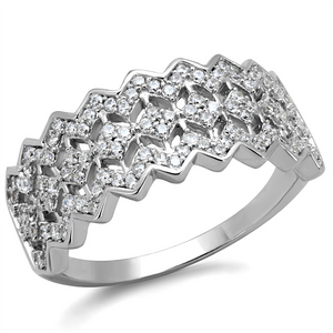 TS517 - 925 Sterling Silver Ring Rhodium Women AAA Grade CZ Clear