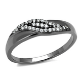 TS524 - 925 Sterling Silver Ring Ruthenium Women AAA Grade CZ Clear