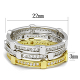 TS527 - 925 Sterling Silver Ring Gold+Rhodium Women AAA Grade CZ Clear