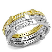 TS527 - 925 Sterling Silver Ring Gold+Rhodium Women AAA Grade CZ Clear