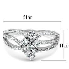 TS528 - 925 Sterling Silver Ring Rhodium Women AAA Grade CZ Clear