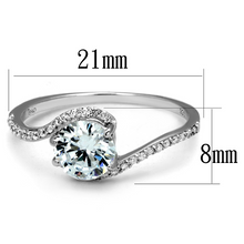 TS536 - Rhodium 925 Sterling Silver Ring with AAA Grade CZ  in Clear