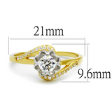 TS542 - 925 Sterling Silver Ring Gold+Rhodium Women AAA Grade CZ Clear
