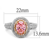 TS543 - 925 Sterling Silver Ring Rose Gold + Rhodium Women AAA Grade CZ Rose