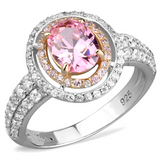 TS543 - 925 Sterling Silver Ring Rose Gold + Rhodium Women AAA Grade CZ Rose