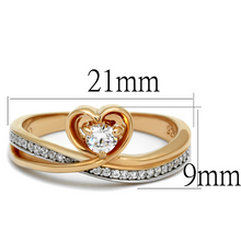 TS544 - 925 Sterling Silver Ring Rose Gold + Rhodium Women AAA Grade CZ Clear