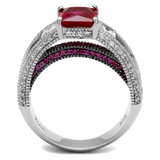 TS545 - 925 Sterling Silver Ring Rhodium + Ruthenium Women AAA Grade CZ Ruby