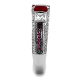 TS545 - 925 Sterling Silver Ring Rhodium + Ruthenium Women AAA Grade CZ Ruby