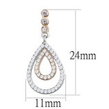 TS548 - Rose Gold + Rhodium 925 Sterling Silver Earrings with AAA Grade CZ  in Clear