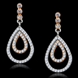 TS548 - 925 Sterling Silver Earrings Rose Gold + Rhodium Women AAA Grade CZ Clear