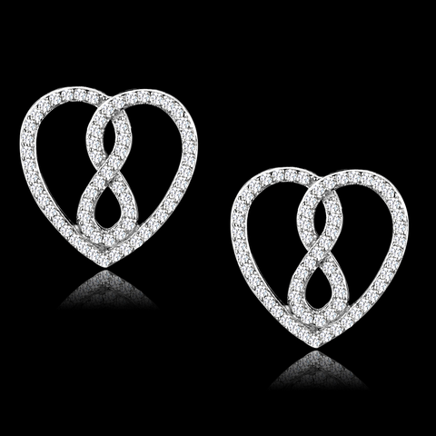 TS549 - Rhodium 925 Sterling Silver Earrings with AAA Grade CZ  in Clear
