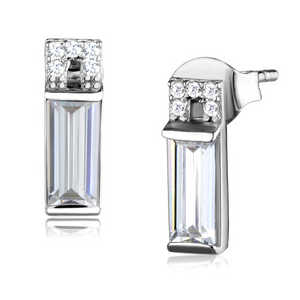 TS550 - Rhodium 925 Sterling Silver Earrings with AAA Grade CZ  in Clear